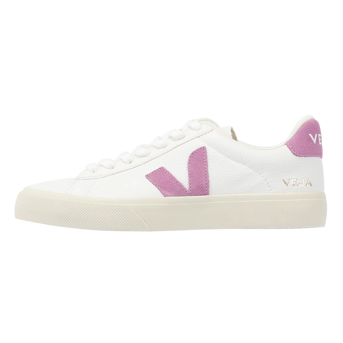 Veja Campo Leder Damen Turnschuhe In Weiß/Maulbeere