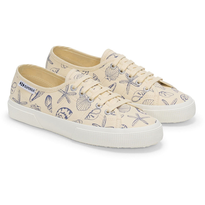 Superga 3750 Seashells Print Baumwoll-Damensneaker In Beige