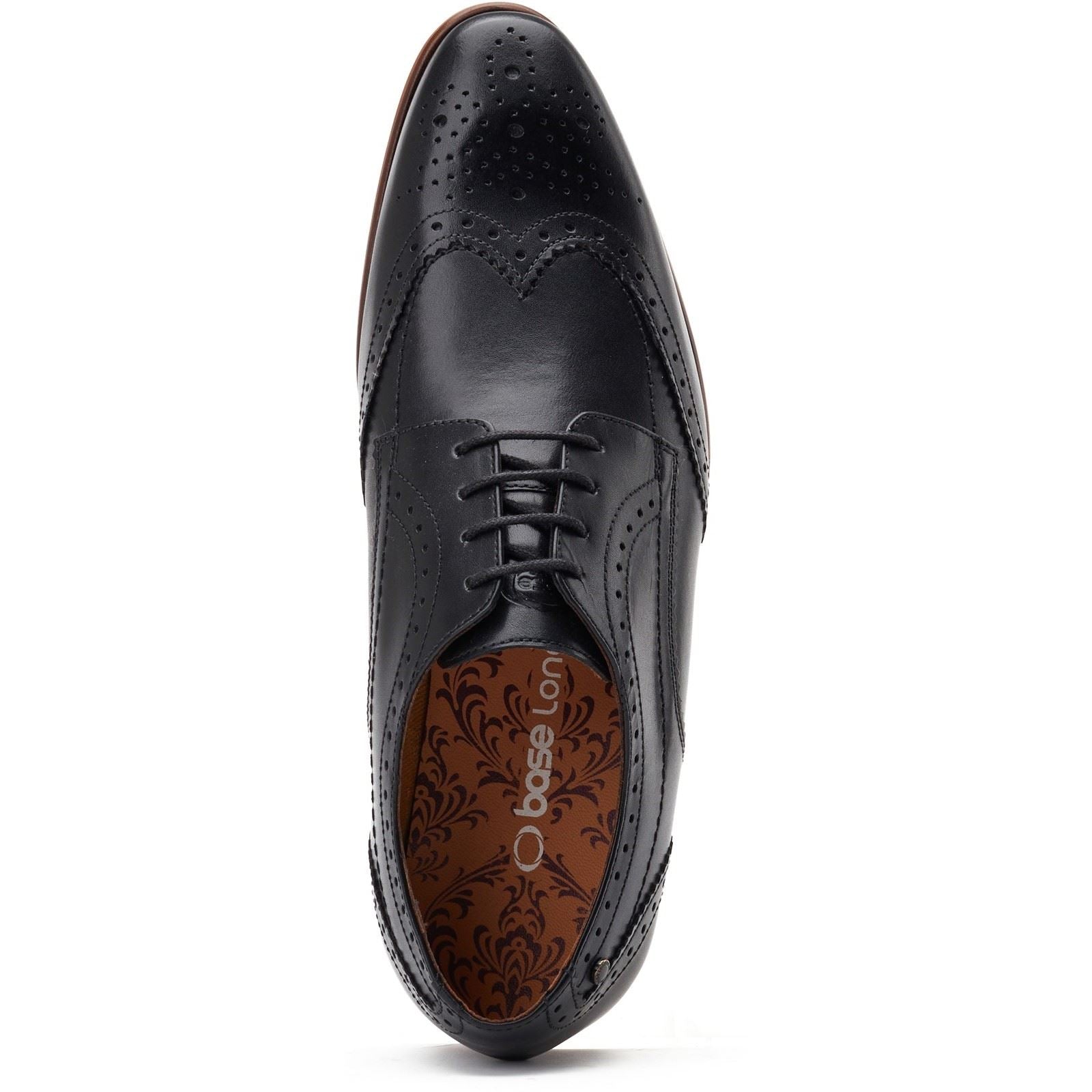 Base London Barbera Leder Herren Schwarze Brogues Schuhe
