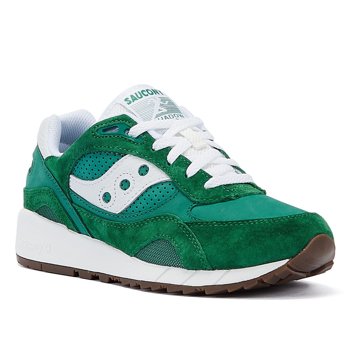 Saucony Shadow 6000 Grün/Weiße Wildleder-Sneakers