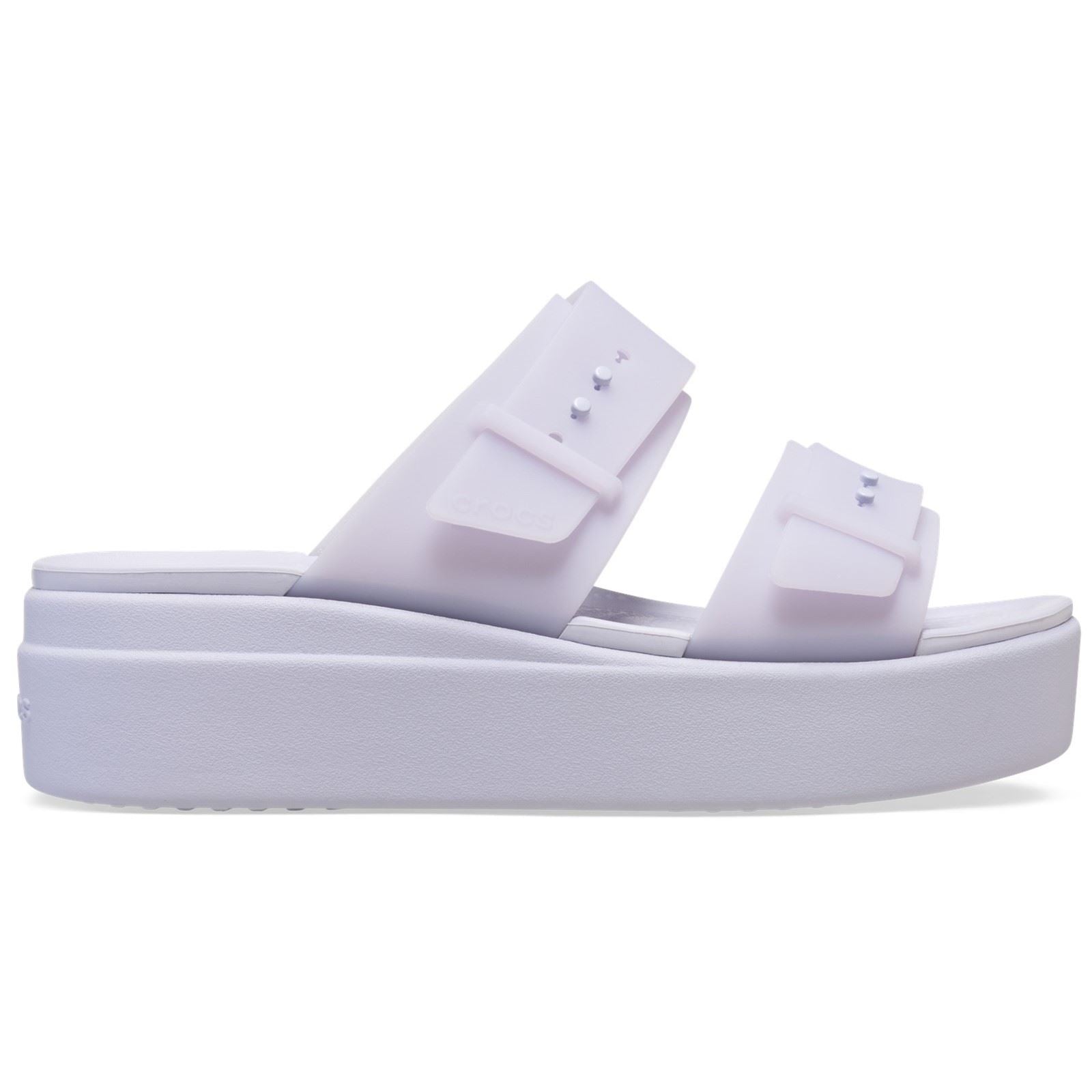 Crocs Brooklyn Buckle Low Wedge Damen Sandalen Lila Mond