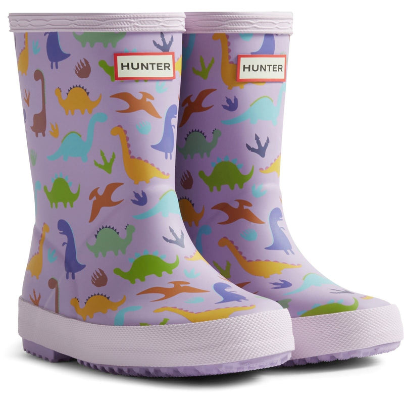 Hunter Kids Dinosaur Boot Gummi Lila Dinosaurier Gummistiefel