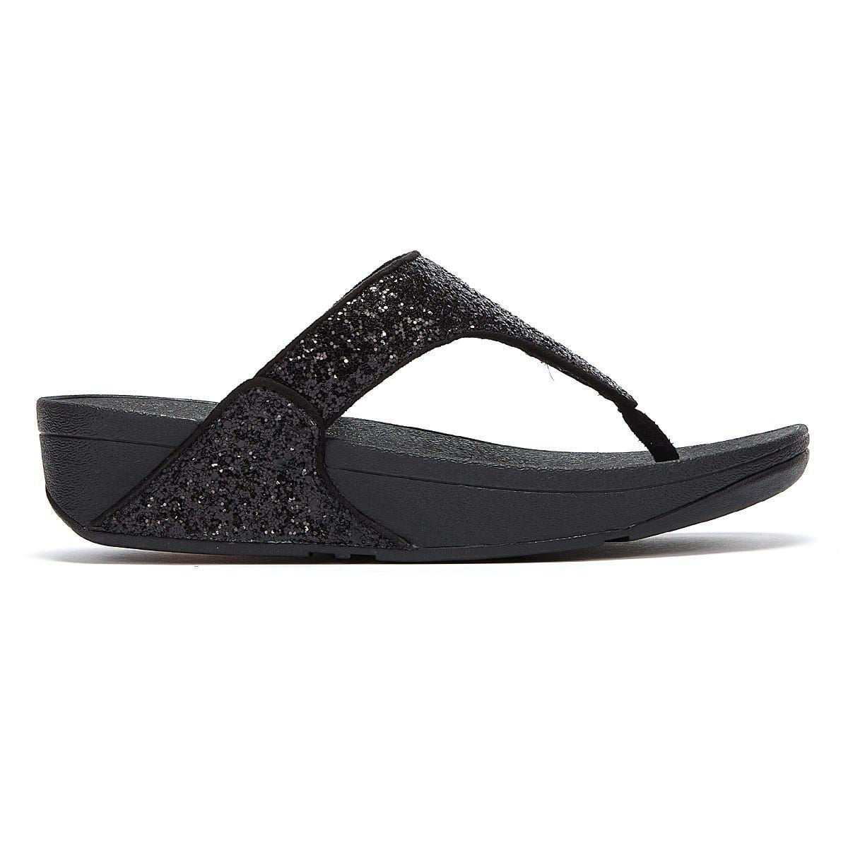 FitFlop Lulu Glitter Damen Schwarze Flip-Flops