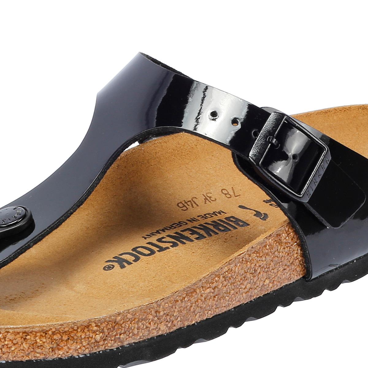 Birkenstock Gizeh Damen-Sandaletten Aus Schwarzem Lackleder
