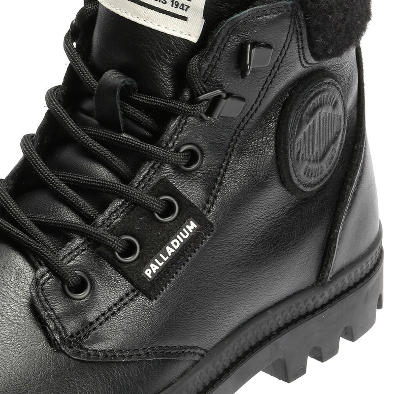Palladium Pampa HI Snow Warm Leder Damen Schwarze Stiefel