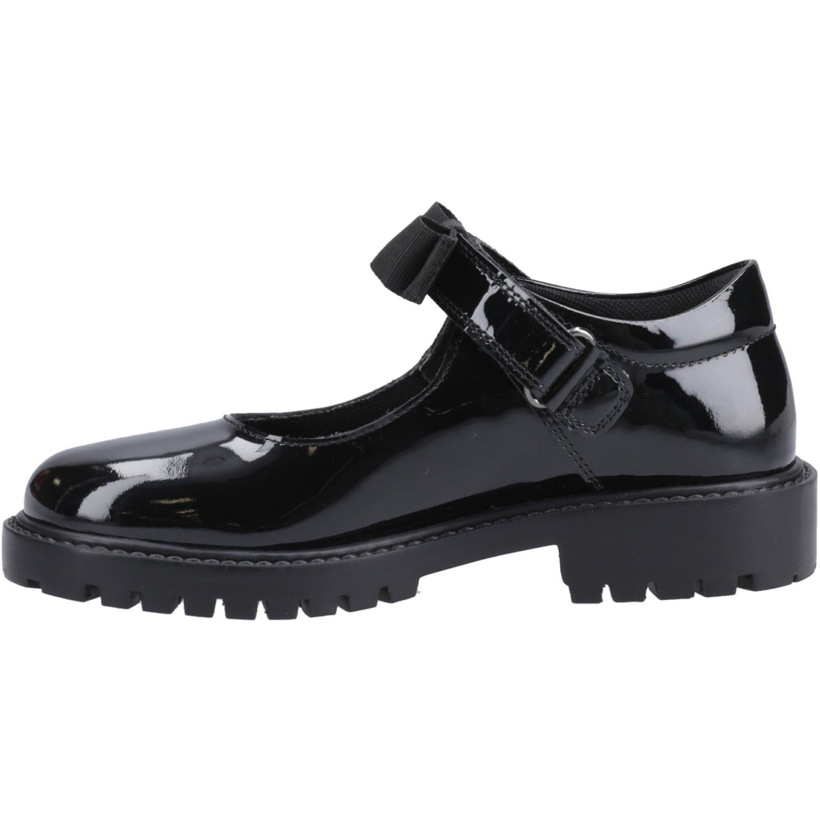 Hush Puppies Astrid Bow Mädchenschuhe Aus Schwarzem Leder