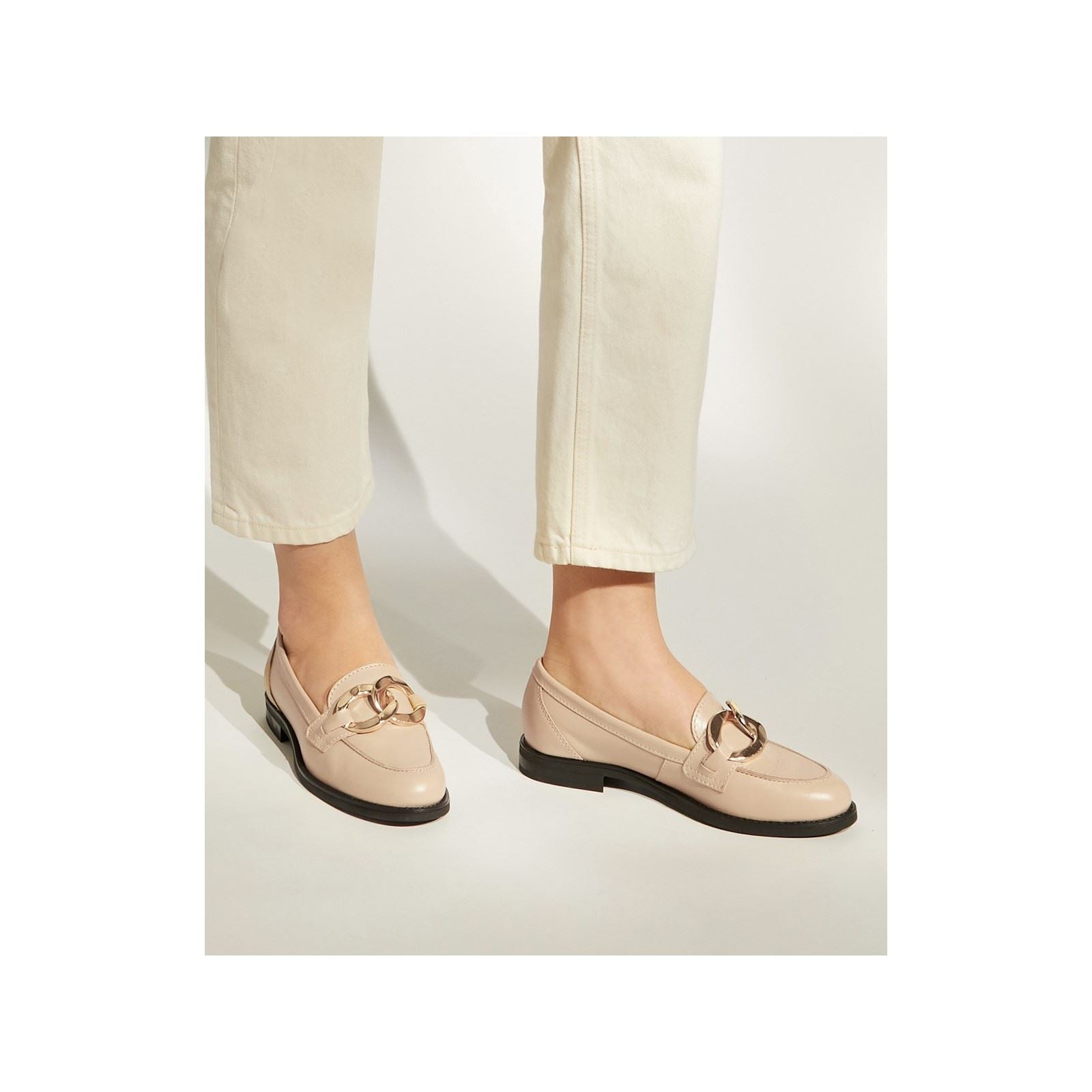 Dune Goddess Leder Damen Kamel Loafers