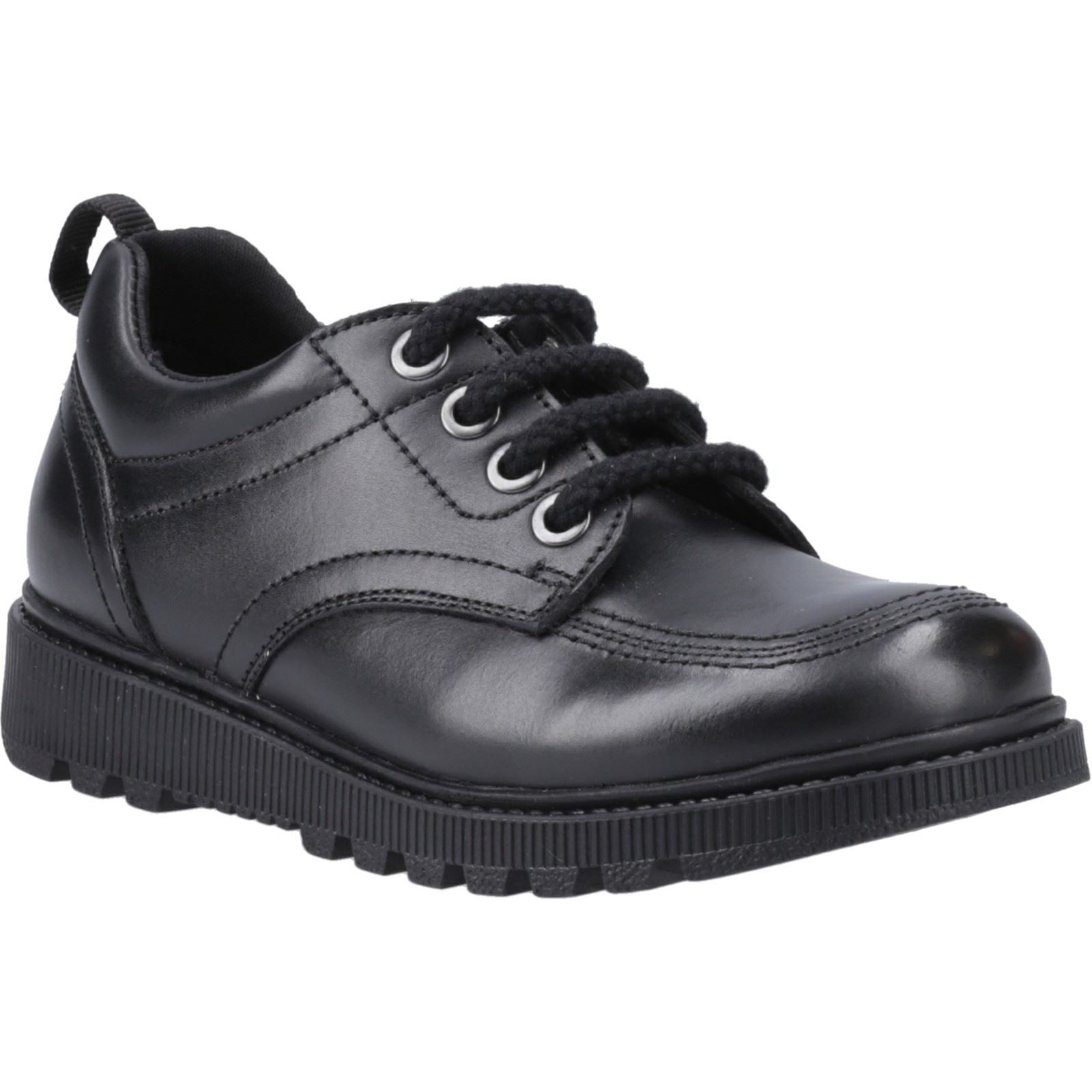 Hush Puppies Keeley Mädchenschuhe Aus Schwarzem Leder Mit Schnürung