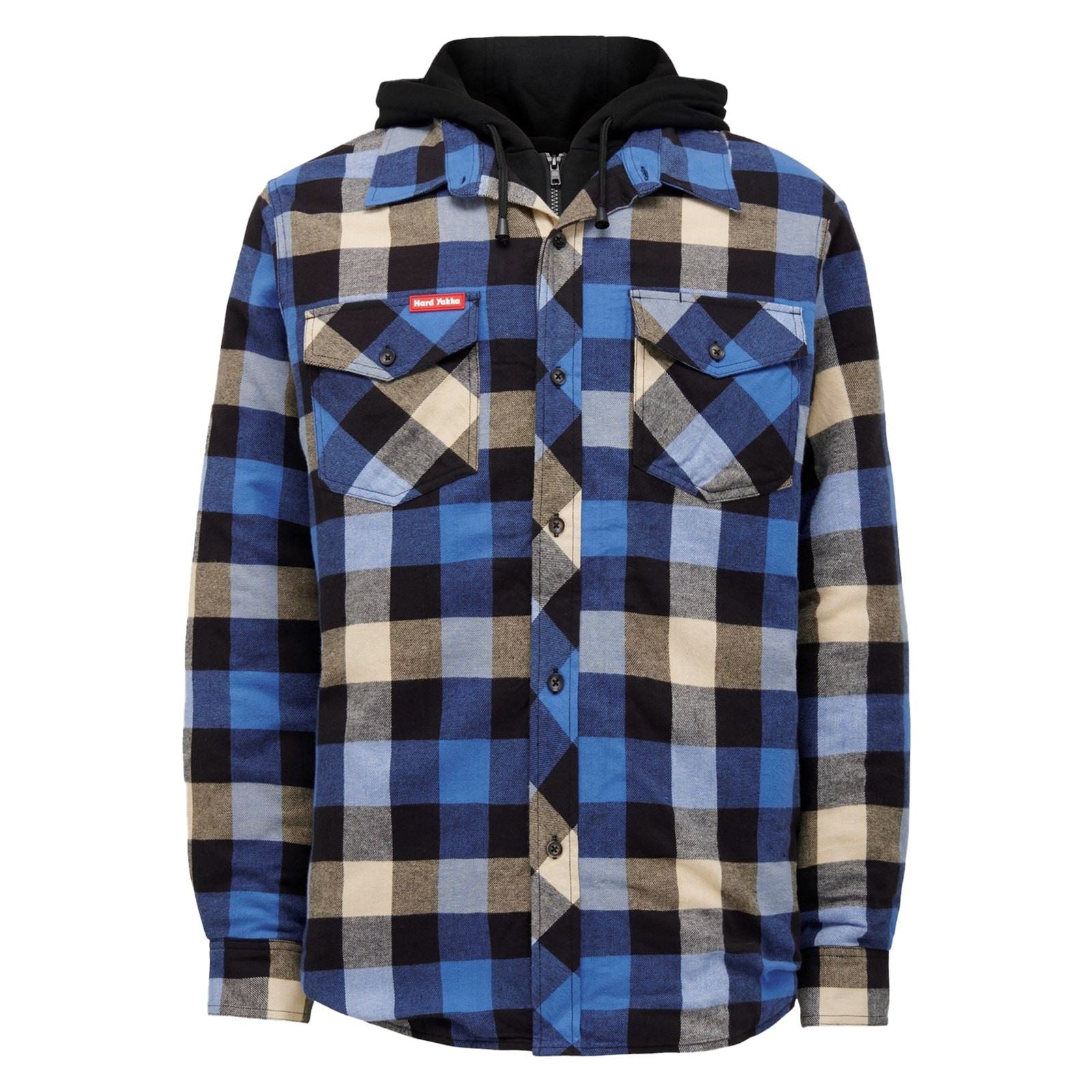 Hard Yakka Quilted Flannel Shacket Herren Blaues Hemd Jacket