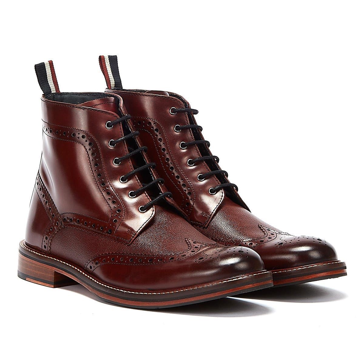 Ben Sherman Alfred Brogue Rote Herrenstiefel Aus Leder