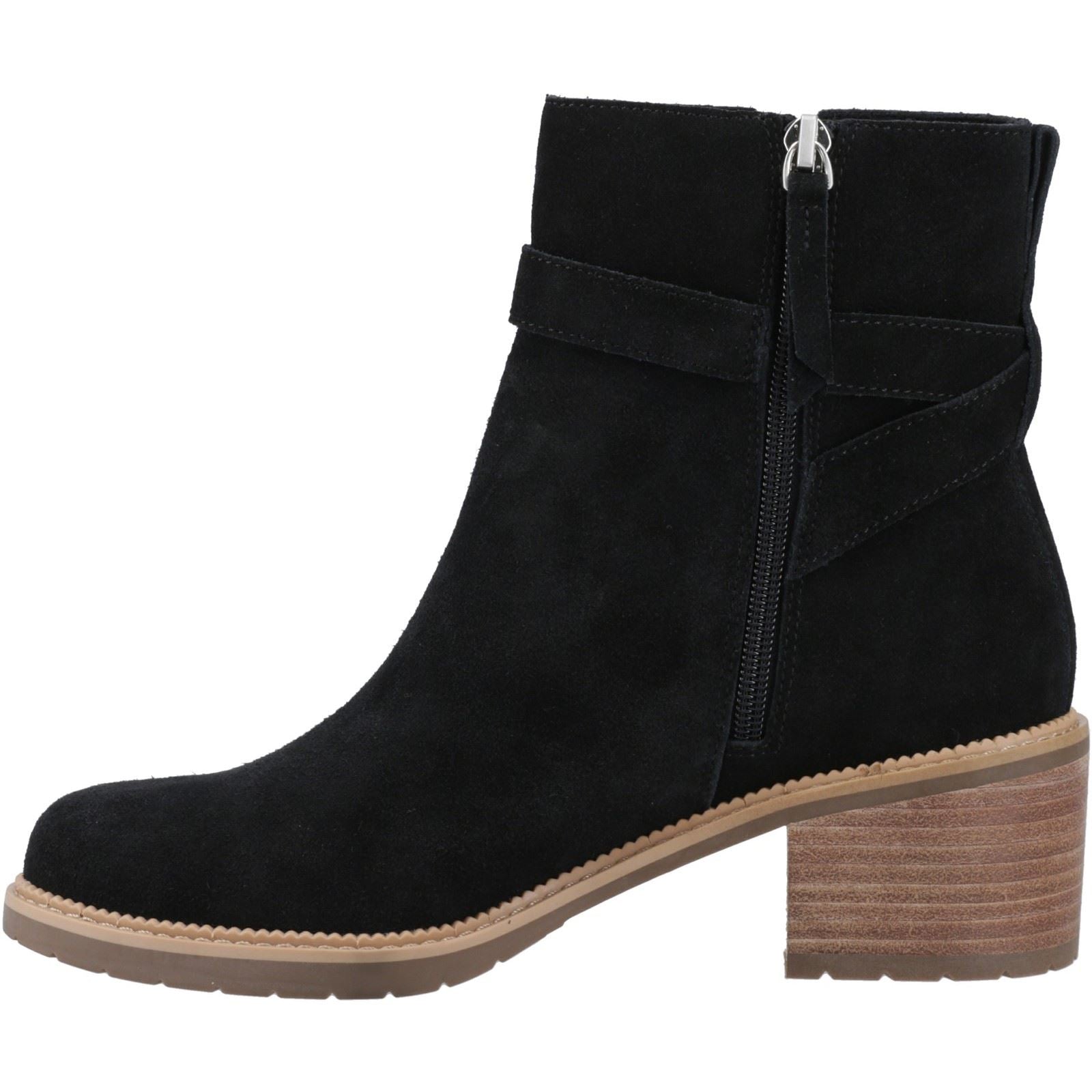 TOMS Hailey Buckle Leder Damen Schwarze Absatz Stiefeletten