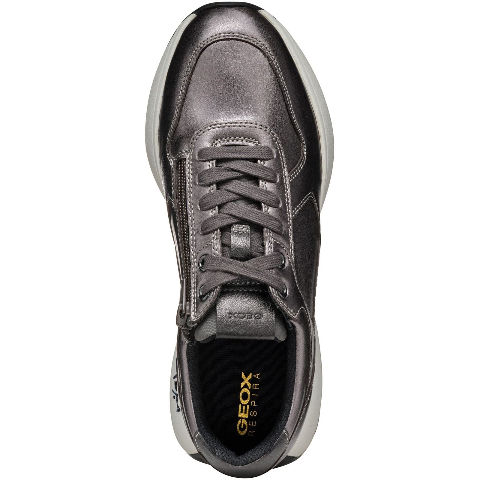 Geox D Amabel A Leder Damen Gun Sneakers