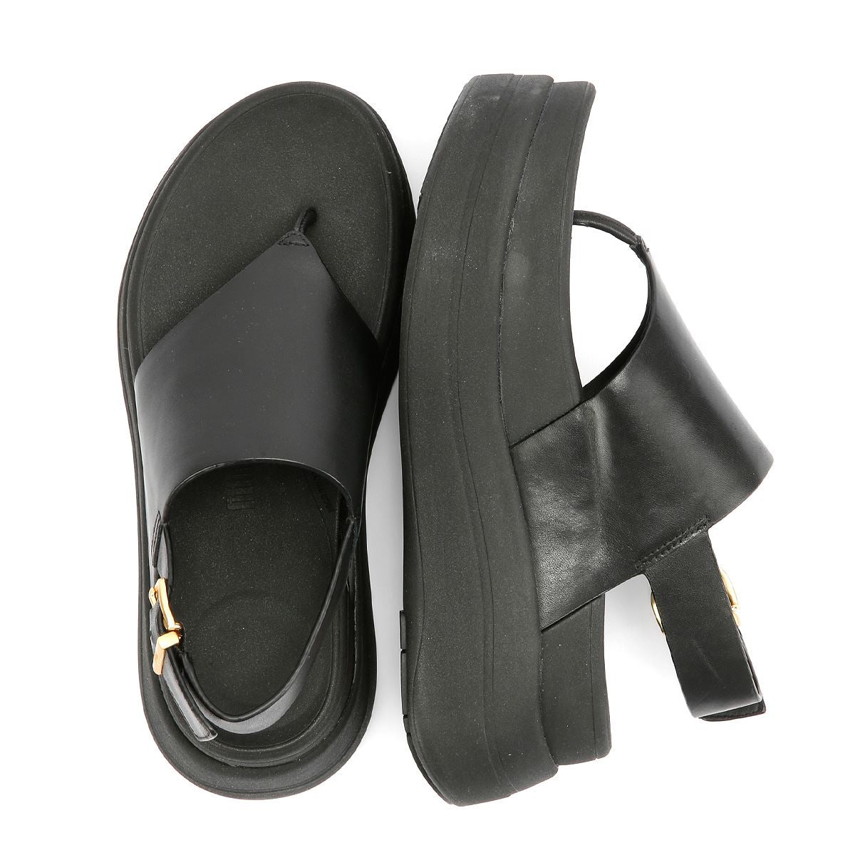 FitFlop F-Mode Damen-Sandalen Aus Schwarzem Leder