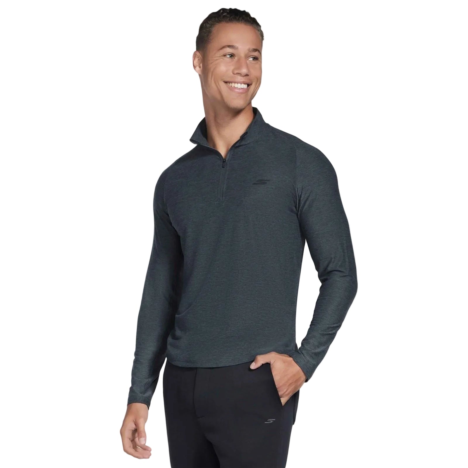 Skechers GO DRI All Day Performance 1/4 Zip Polyester Herren Schwarze Farbe Sport-T-Shirts