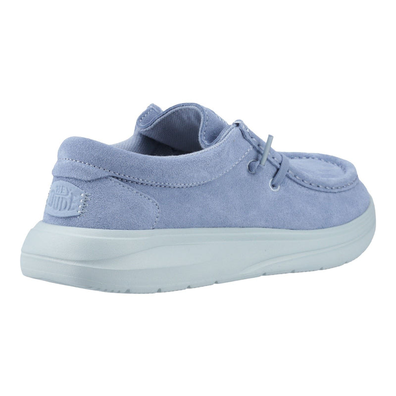 HEYDUDE Wendy COMF Suede Leder Damen Mokassin Schuhe In Verwaschenem Denim/Wolkenblau
