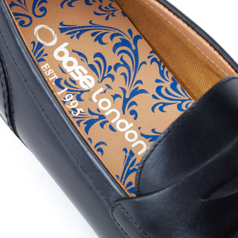 Base London Bruno Leder Herren Schwarze Mokassins