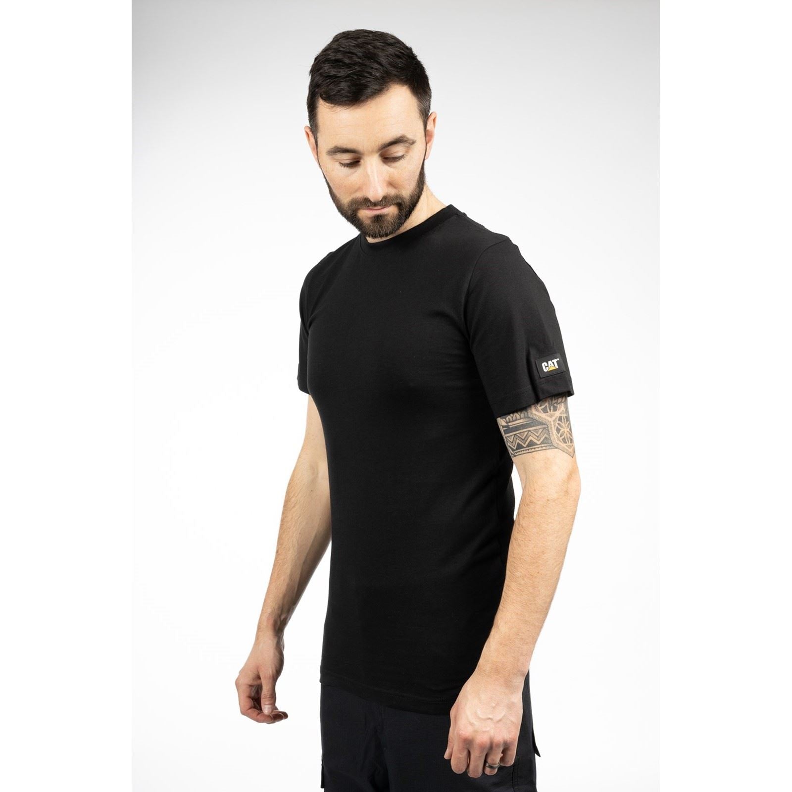 Caterpillar Essentials Short Sleeve Baumwoll Männer Schwarze Farbe Kurzarm-T-Shirts