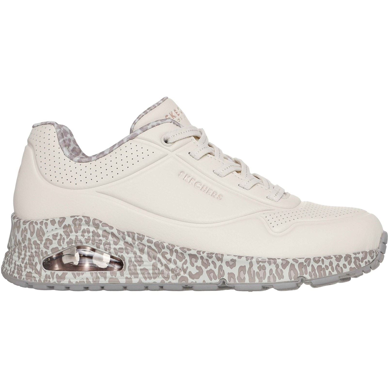 Skechers Uno Safari Time Polyurethan Damen Weiß/Leopard Sneaker