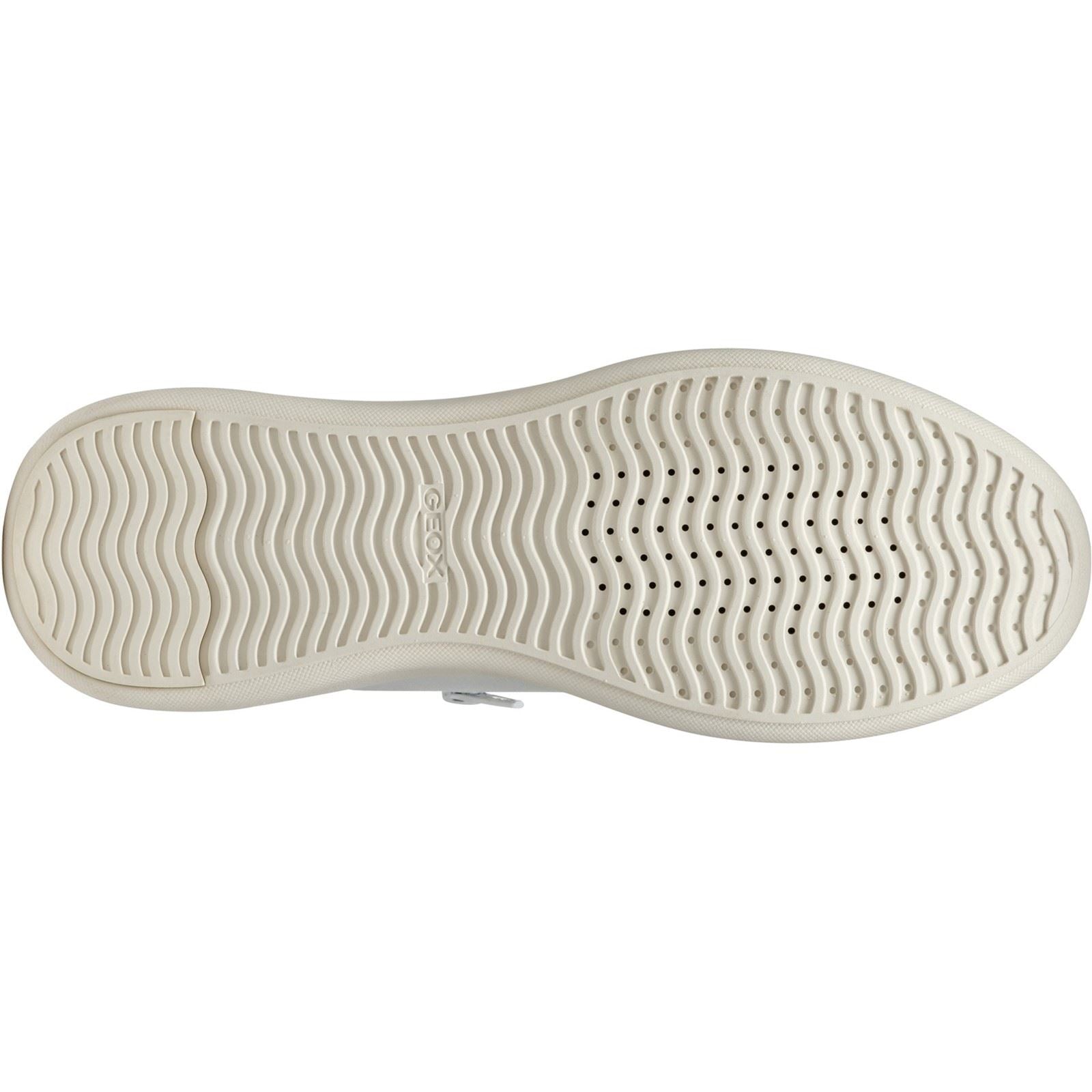 Geox D SUNNETTY Synthetische Polyurethan Damen Sneaker In Weiß/Silber