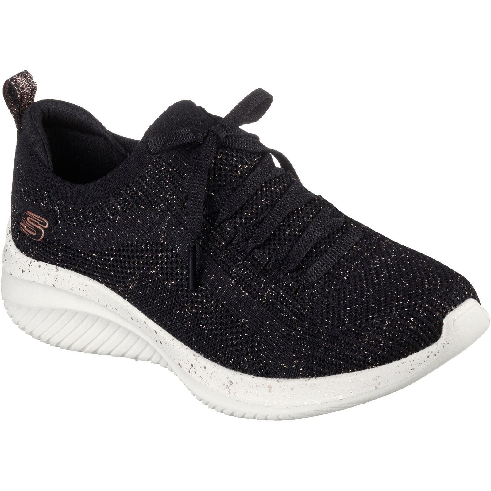 Skechers Ultra Flex 3.0 - Let's Dance Textile Damen Sneaker In Schwarz/Roségold