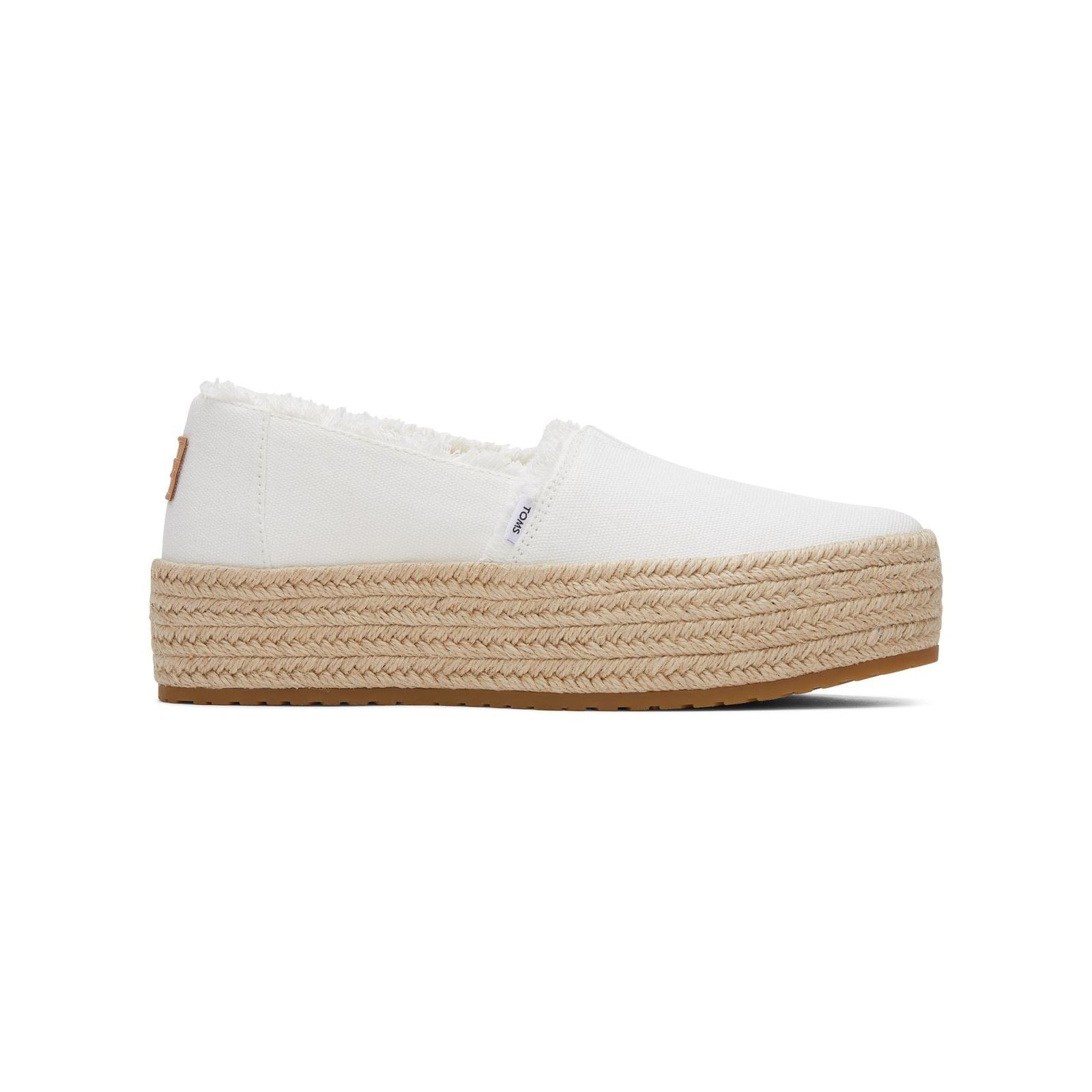 TOMS Valencia 100% Baumwolle Damen Espadrilles In Weiß