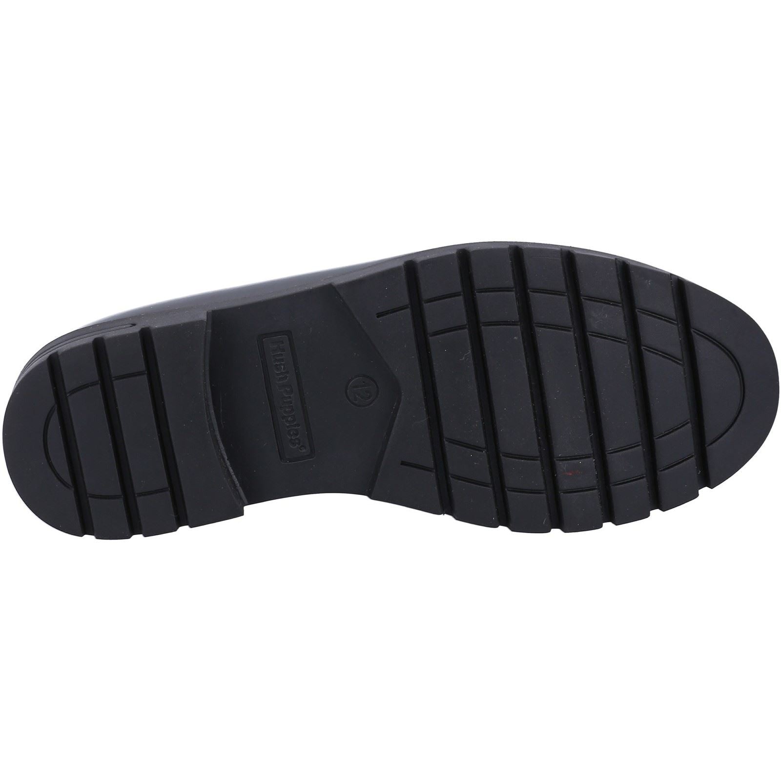 Hush Puppies Hazel Patent SNR Mädchenschwarze Slipper Aus Leder