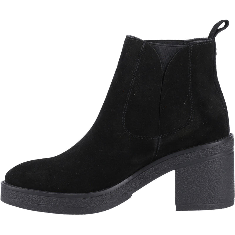 Hush Puppies Felicia Damen Chelsea Stiefeletten mit hohem Absatz in Schwarz aus Wildleder