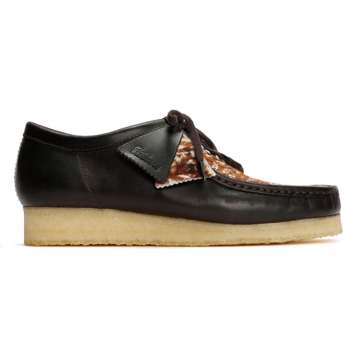 Clarks Originals Wallabee Cow Print Herren Schnürschuhe Aus Braunem Leder