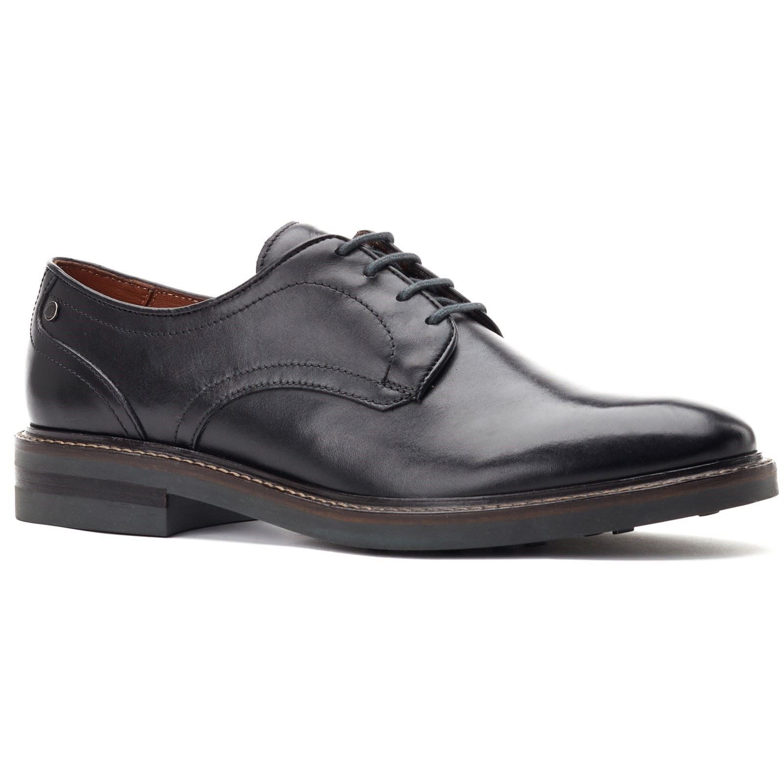 Base London Mawley Leder Herren Schwarze Oxford Schuhe