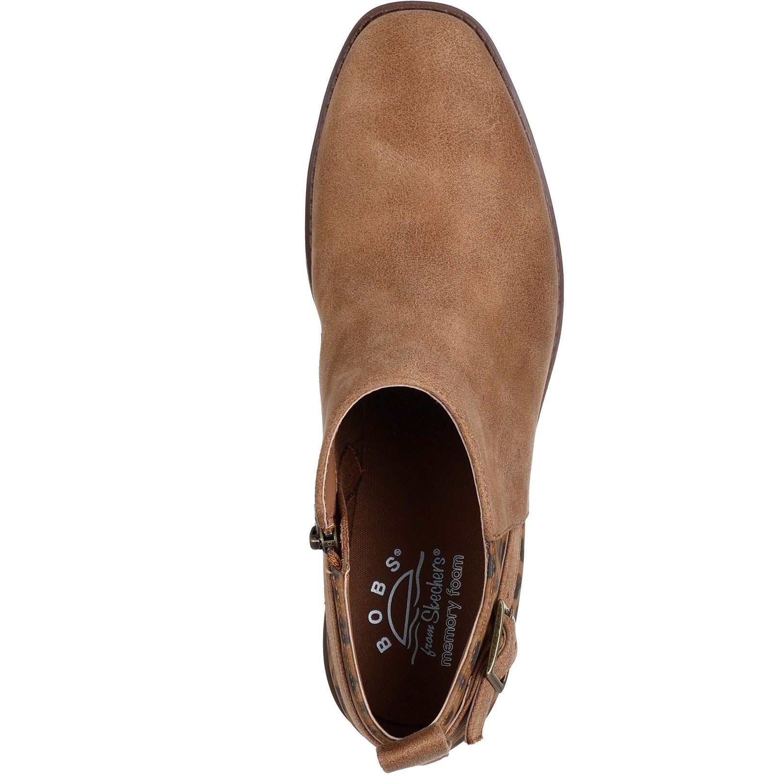 Skechers BOBS Wander Luxe Textil Damen Kastanienfarbene Absatz-Stiefeletten