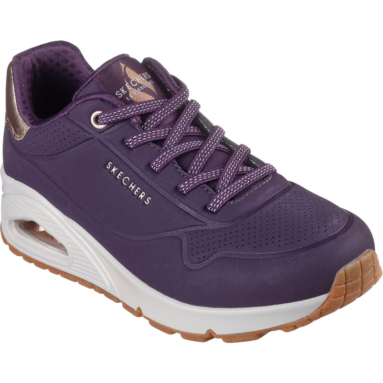 Skechers Uno - Shimmer Away Synthetische Damendunkellila Turnschuhe
