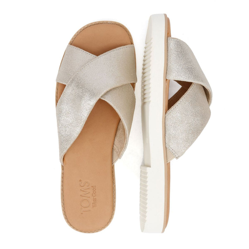 TOMS Mae Crossover Damen Sandalen Aus Wildleder In Silber