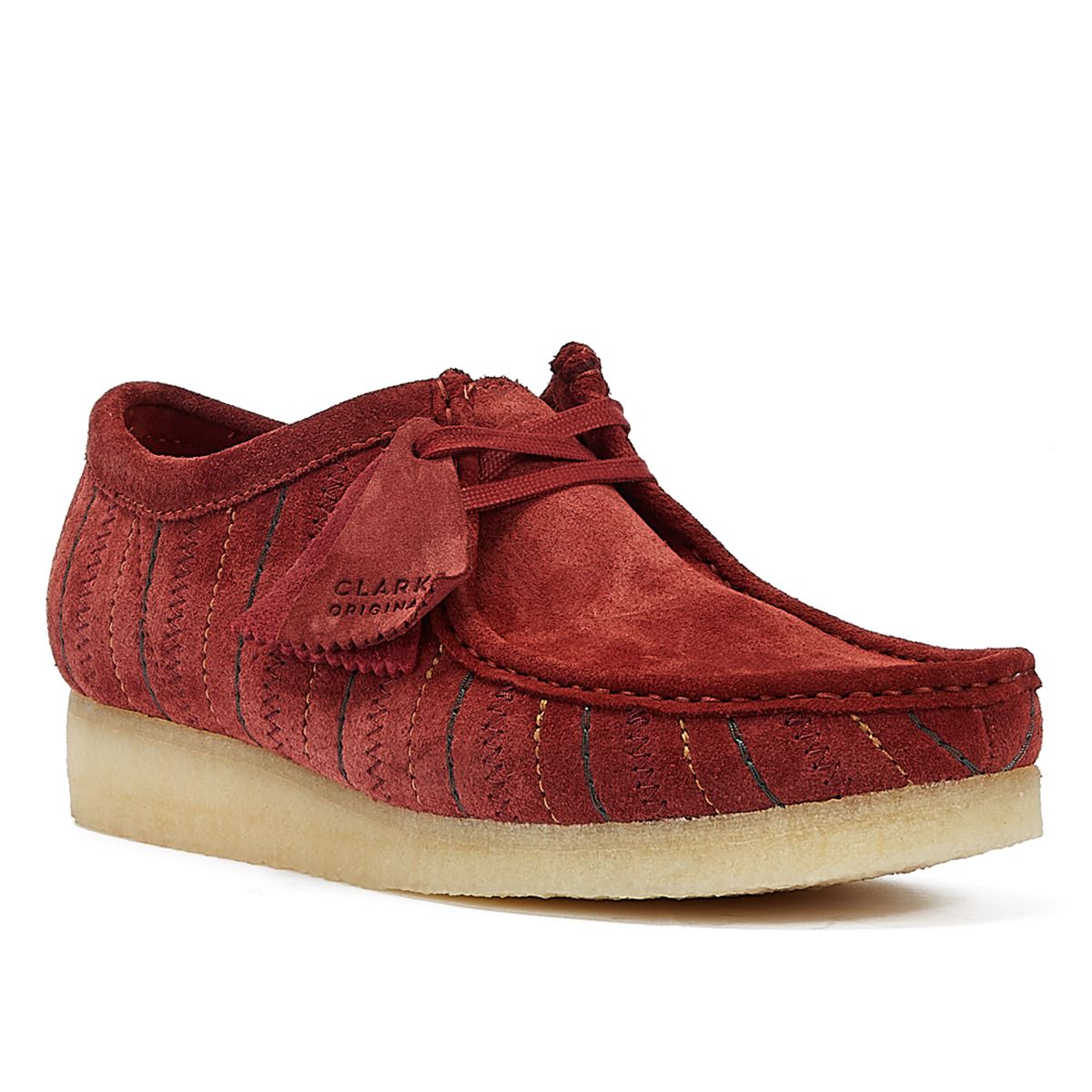 Clarks Originals Wallabee Kombination Herren Burgund Schnürschuhe