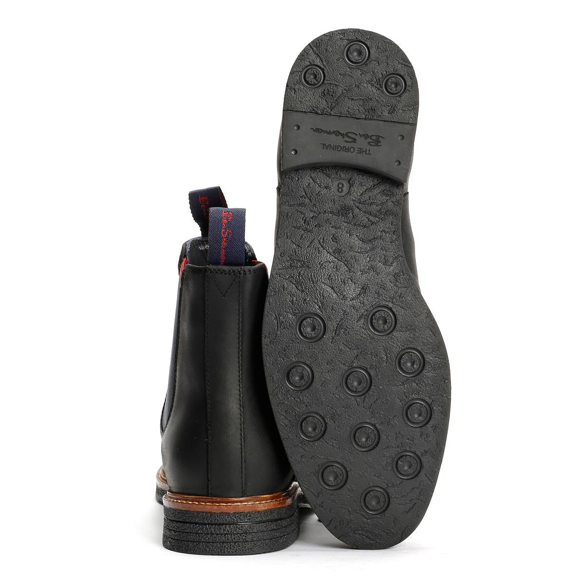 Ben Sherman Walker Chelsea Leder Herren Schwarze Stiefel
