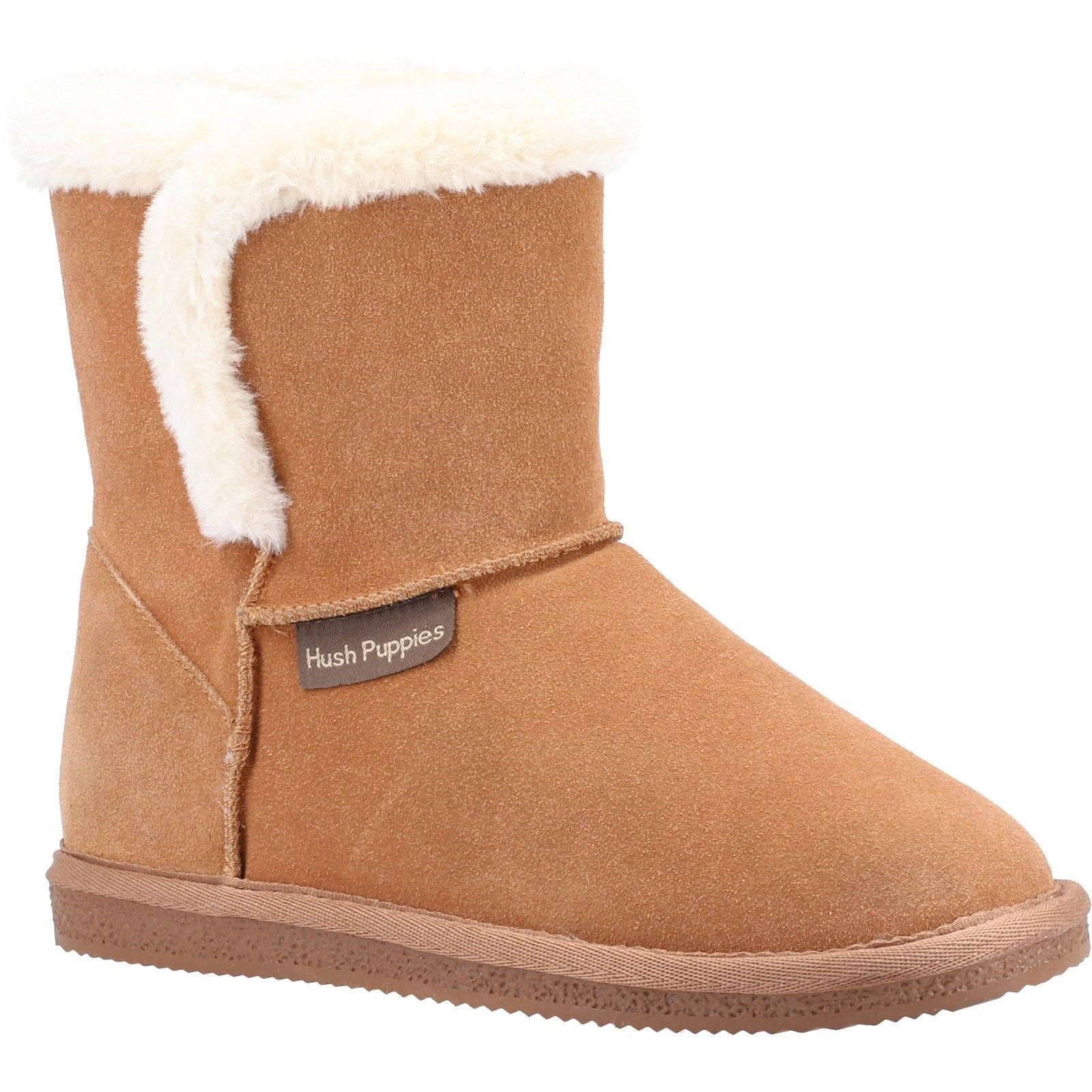 Hush Puppies Ashleigh Kunstfell-Damenhausschuhe In Hellbraun