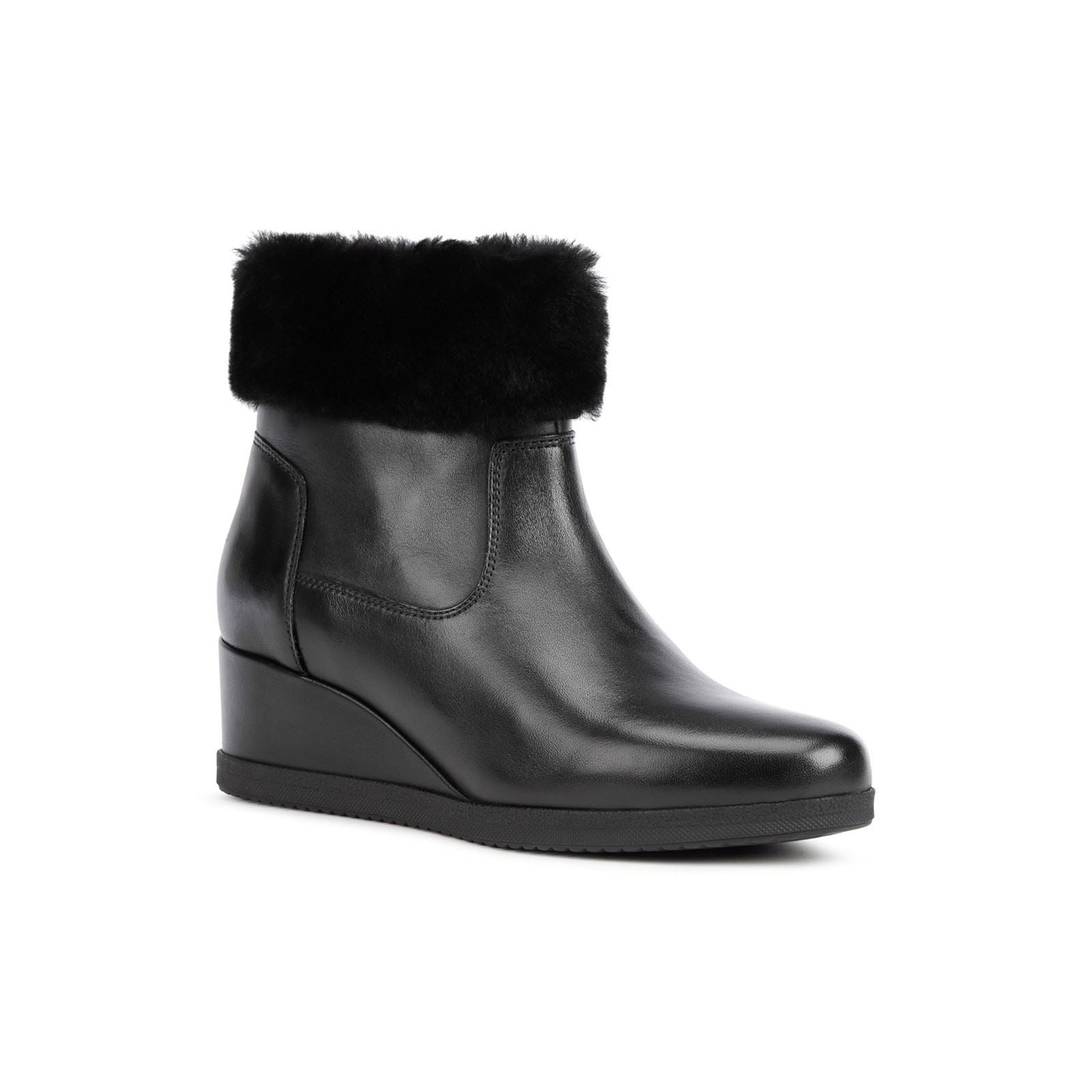 Geox Anylla Rindsleder Damen Stiefel In Schwarz
