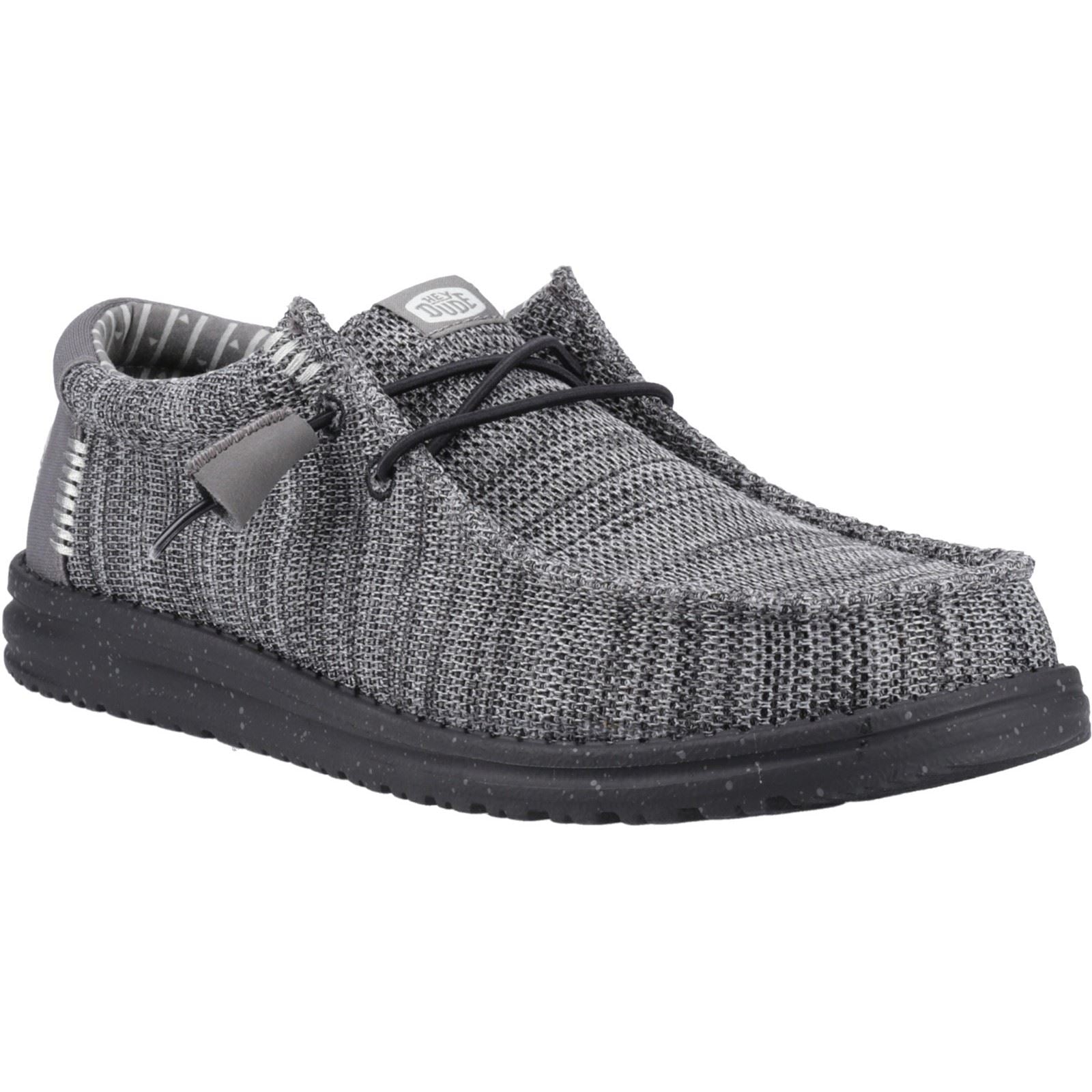 HEYDUDE Wally Stretch Mesh Polyester Herren Mokassin Schuhe in Granitgrau/Schwarz