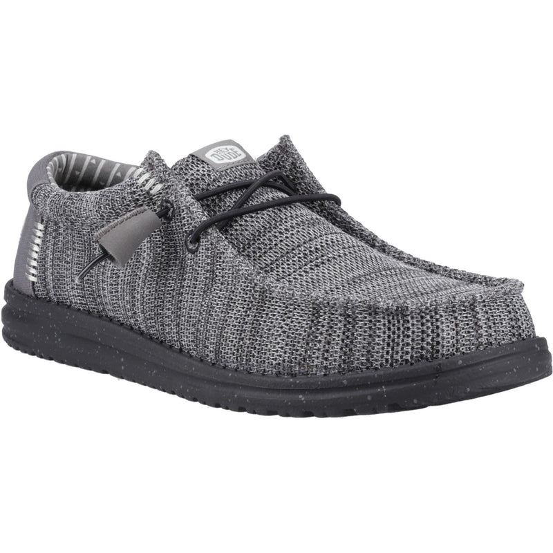 HEYDUDE Wally Stretch Mesh Polyester Herren Mokassin Schuhe in Granitgrau/Schwarz