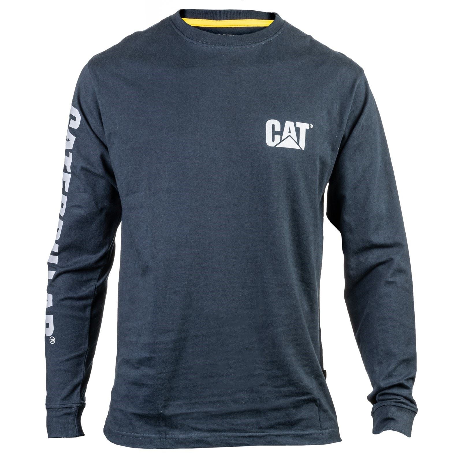Caterpillar Trademark Banner Long Sleeve Baumwolle Herren Blau T-Shirt