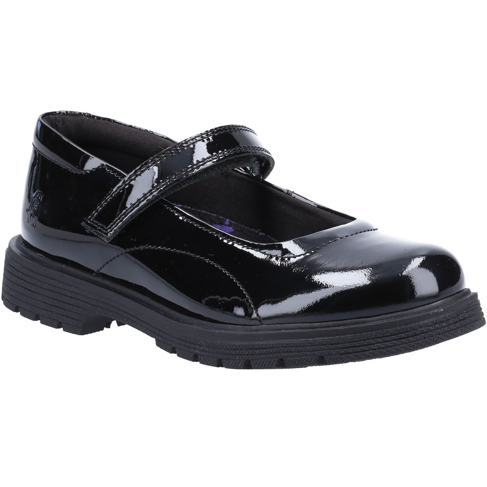 Hush Puppies Tally Senior Patent Mädchenschuhe Aus Schwarzem Lackleder