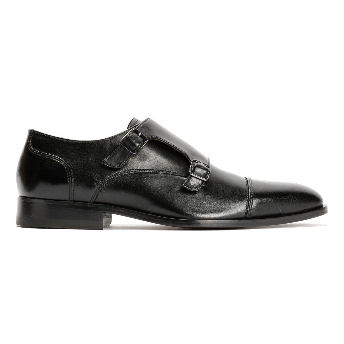 Chapman & Moore Toe Cap Monk Leder Herren Schwarz Schnürschuhe