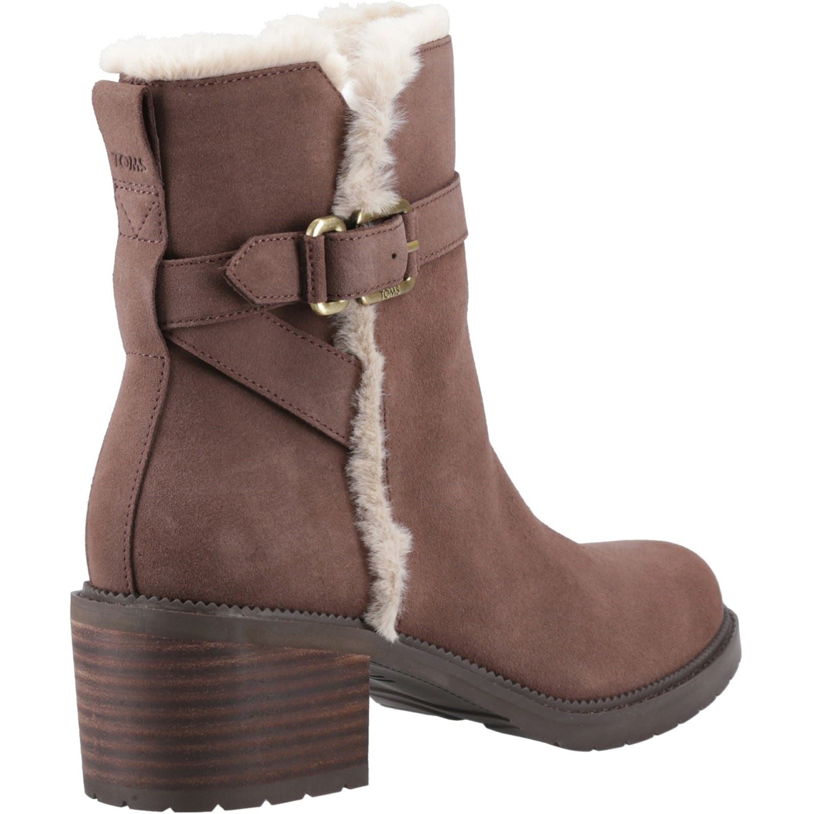 TOMS Hailey Buckle Leder Damen Eichenbraune Absatzstiefeletten