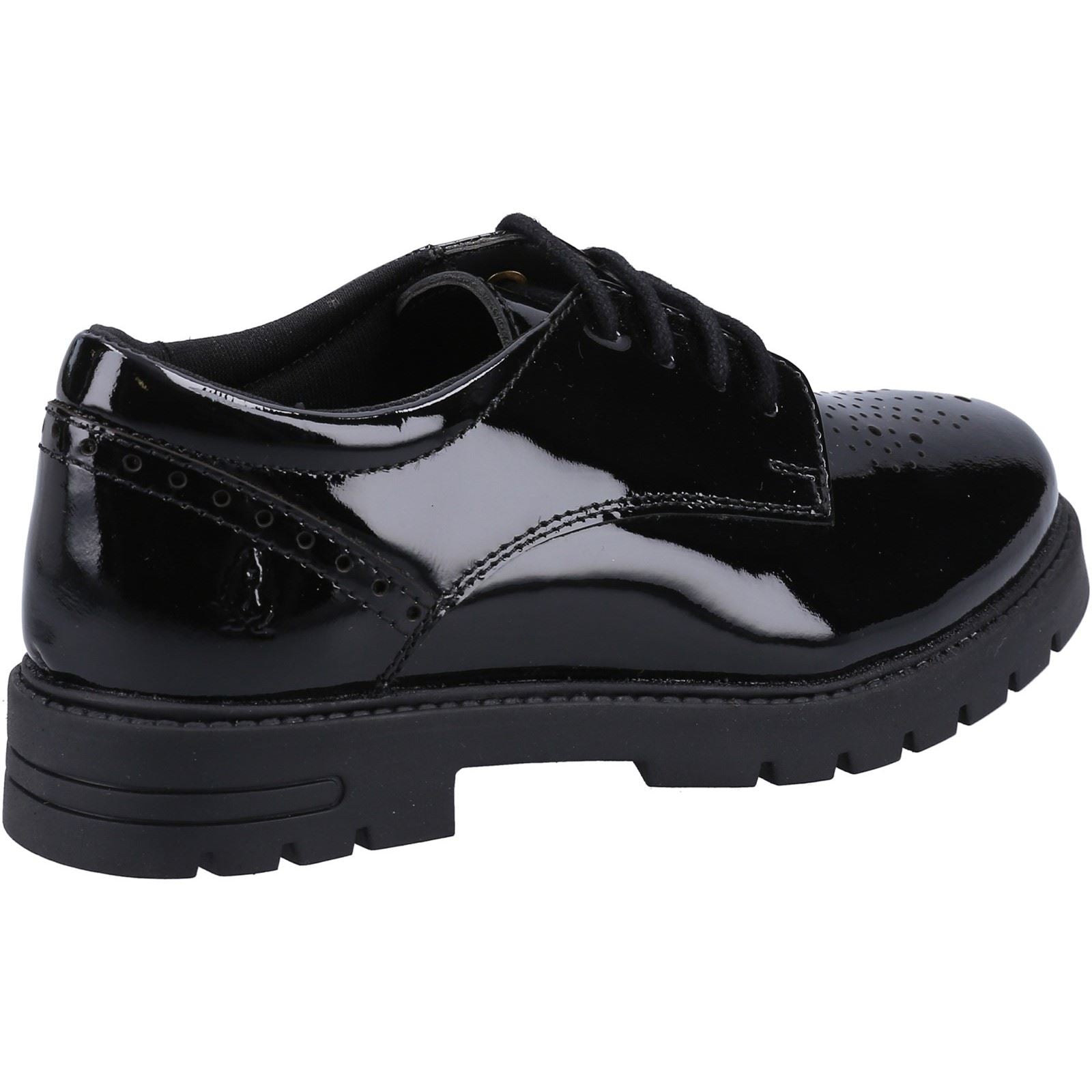 Hush Puppies Jayne Patent SNR Mädchenschuhe Aus Schwarzem Leder Mit Schnürung