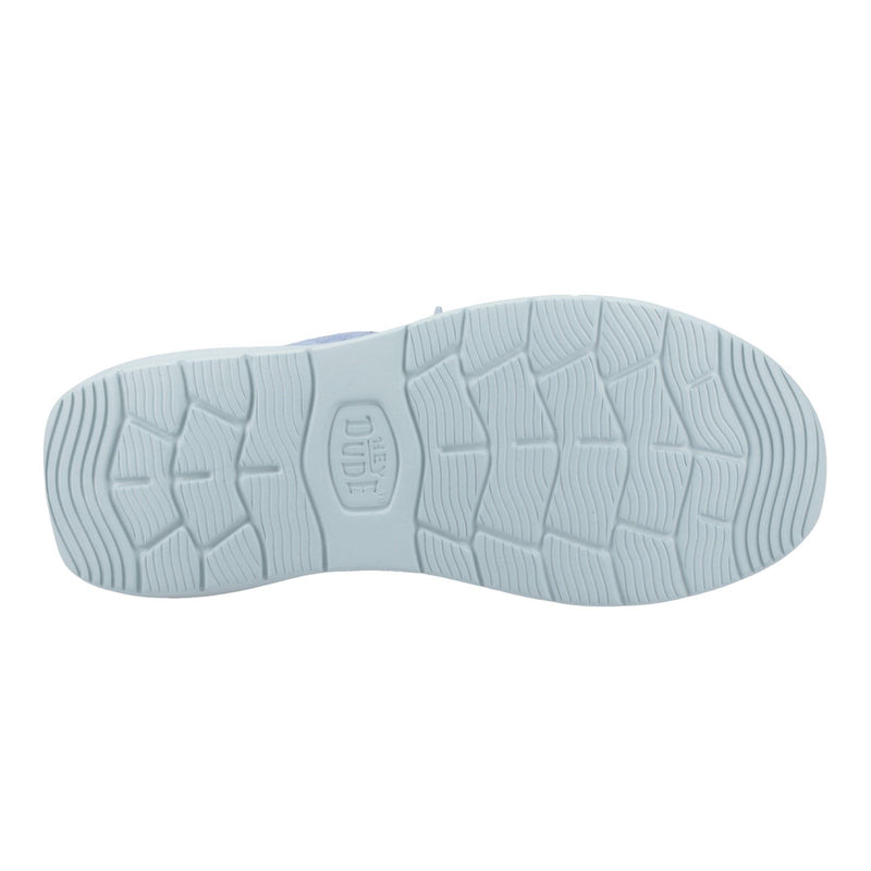 HEYDUDE Wendy COMF Suede Leder Damen Mokassin Schuhe In Verwaschenem Denim/Wolkenblau