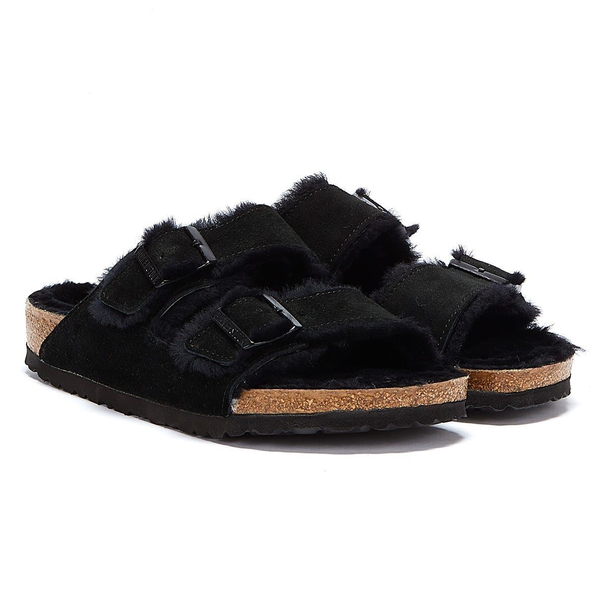 Birkenstock Arizona Pelz Schwarz Sandalen