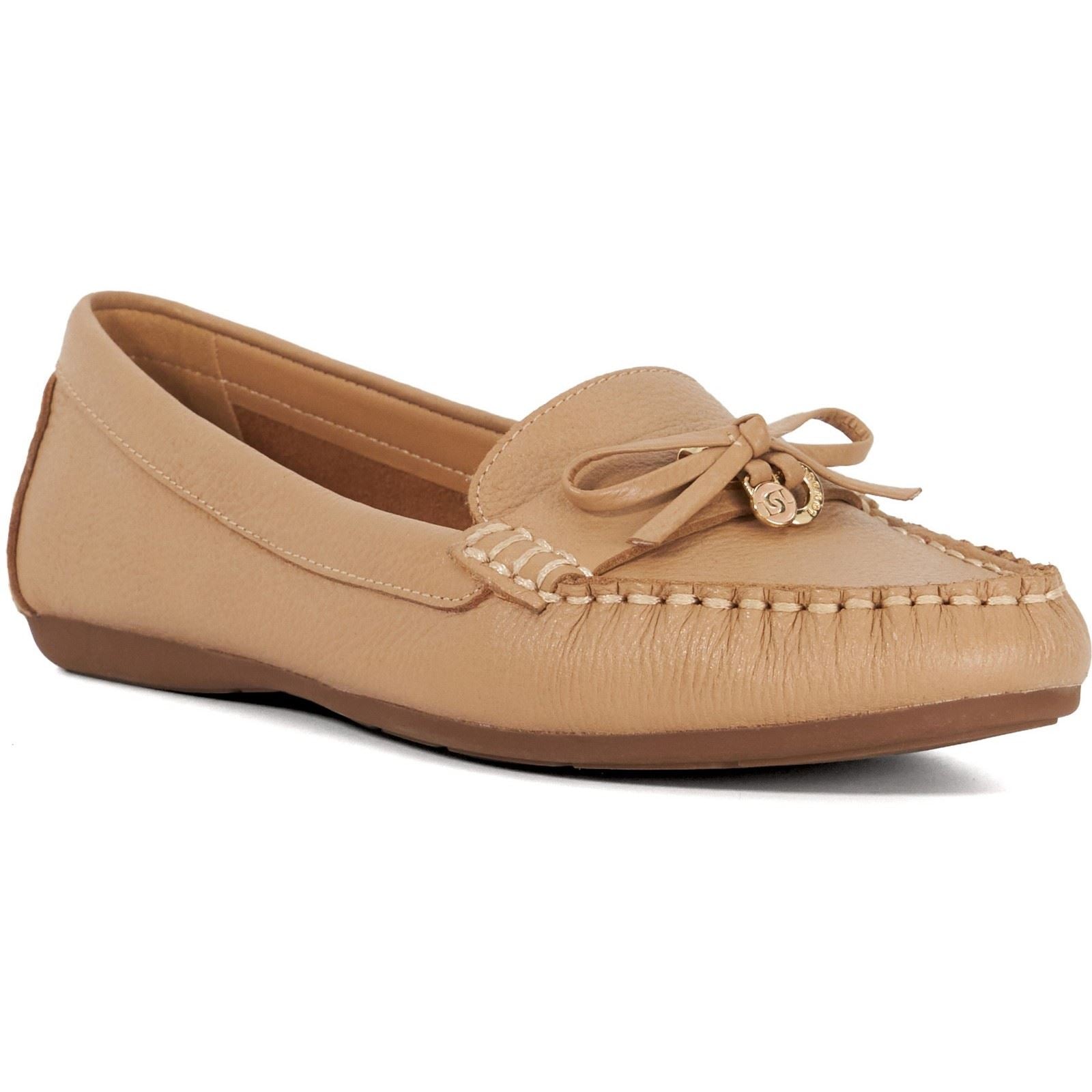 Dune Grovers Wide Fit Leder Damen Camel Mokassin Schuhe