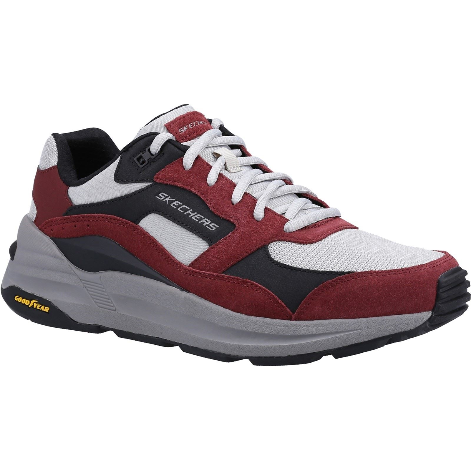 Skechers Global Jogger Leder-Herren-Burgunder-Sneakers