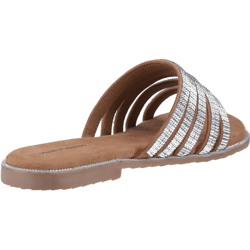 Hush Puppies Paris Slide Damen Wildleder Sandalen In Tan/Silber