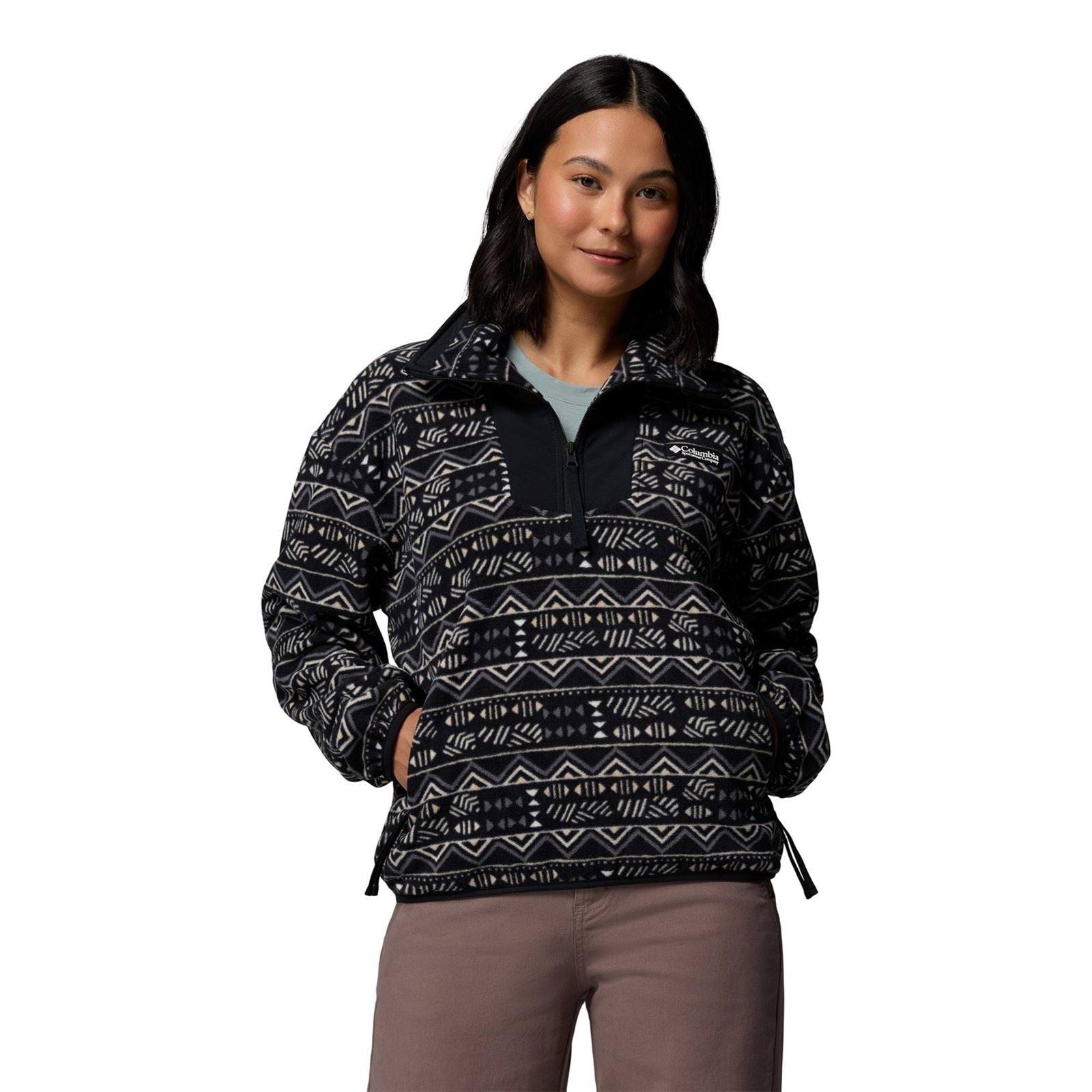 Columbia Sequoia Grove Printed Half Zip Polyester Damen Schwarze Farber Fleece Pullover