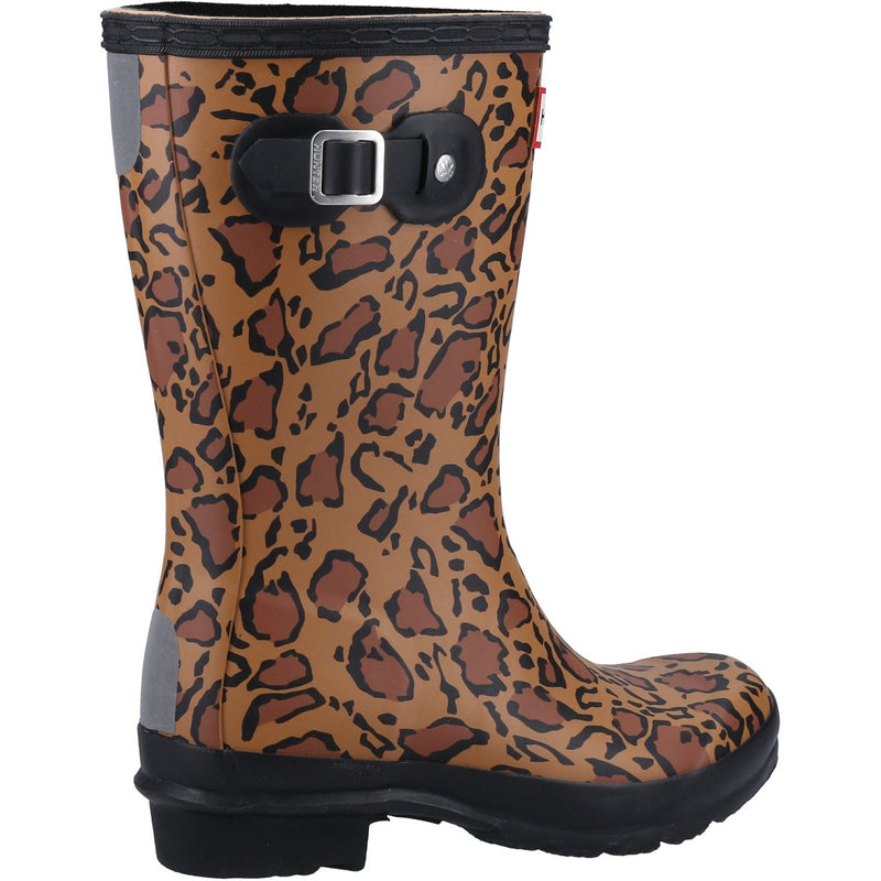 Hunter Original Short Leopard Print Gummistiefel für Damen in reichem Tan/Sattel/Schwarz